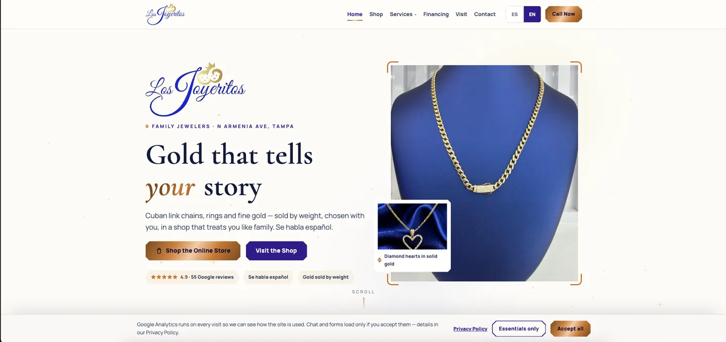 Los Joyeritos website built by Manta Digital Solutions