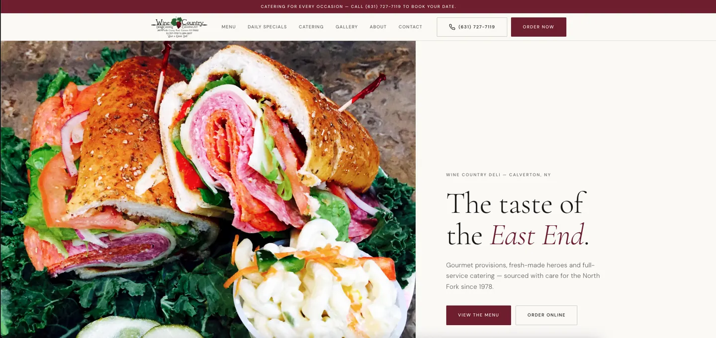 Wine Country Deli website built by Manta Digital Solutions